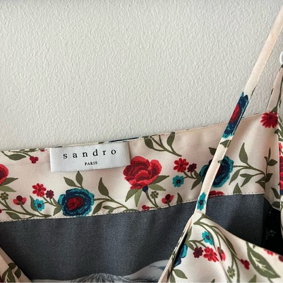 Sandro Niels Tapestry Floral Mixed Print Satin Midi Dress - Picture 8 of 12